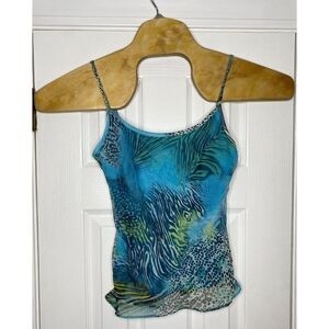 Joseph Ribkoff Women's Tank Top Camisole Animal Print Lime Blue 4‎ New